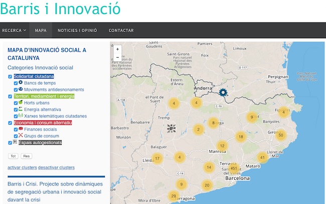 Mapa de la innovació social a Catalunya.