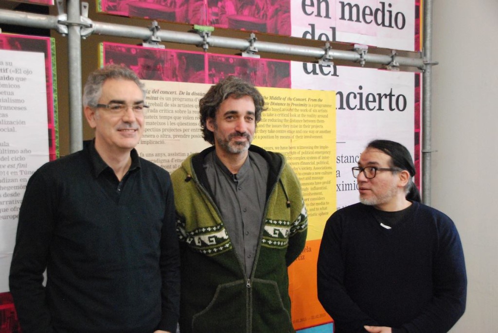 Jaume Reuis, Dídac S. Costa i Ale Fernández durant el lliurament del premi.