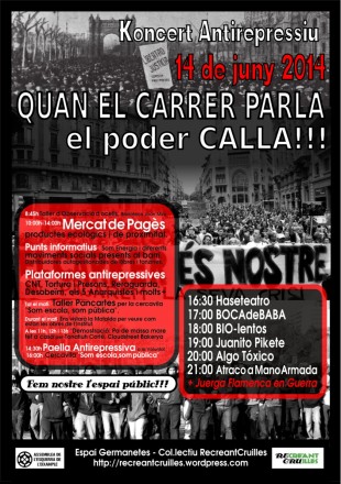14J. Concert antirepressiu a Barcelona: quan el carrer parla, el poder calla