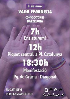 8 de Març Vaga Feminista-Manifestació a les 18,30 h